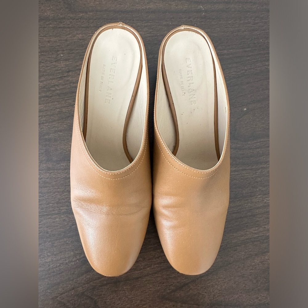 Everlane Day Heel Mule sz 6.5 cognac leather